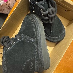 UGG Black Suede Boots with Side Zipper